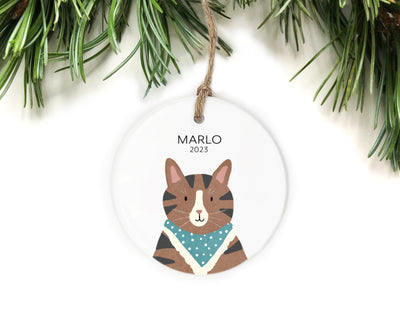 Tabby with White Cat Ornament