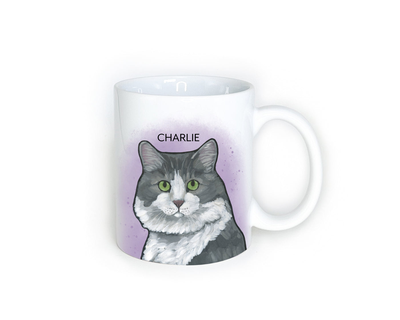 Gray and White Cat Mug