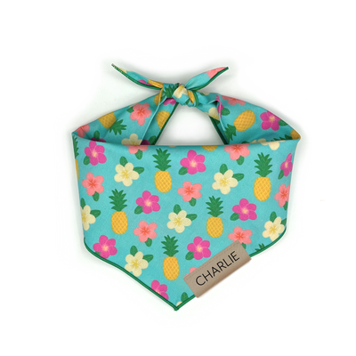 Pineapple and Plumeria Pet Bandana