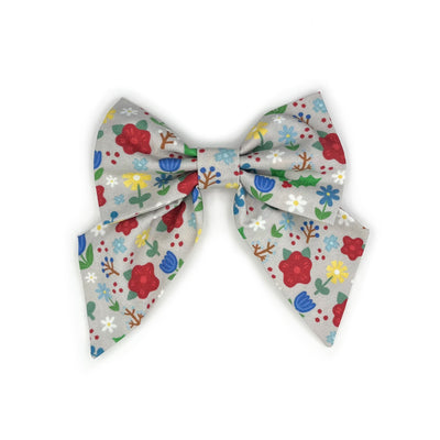 Winter Floral Sailor Bow